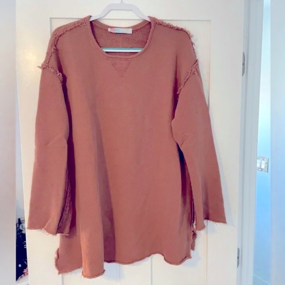 NWT Free People Beach Best Coast Cotton Raw Edge Pullover Tunic Sweater - Picture 5 of 8